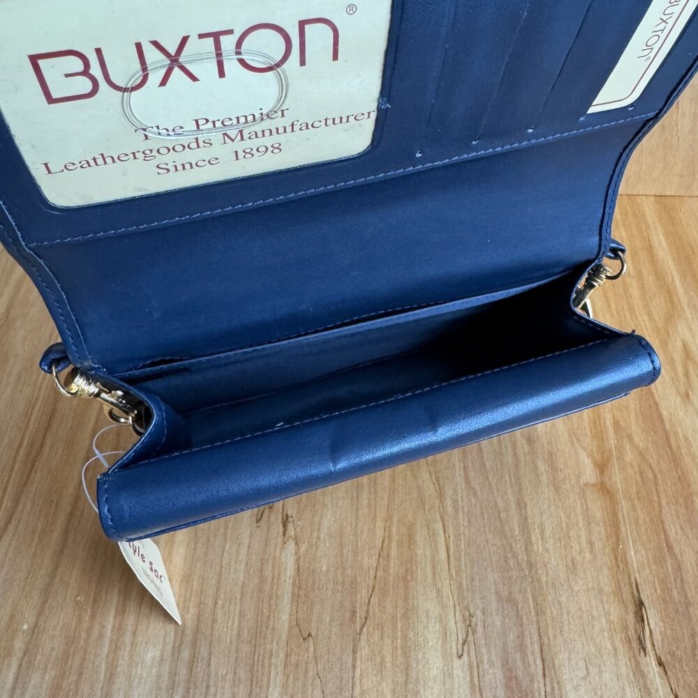 Buxton Mini Bag NWT Crossbody Navy Leather - Picture 10 of 16